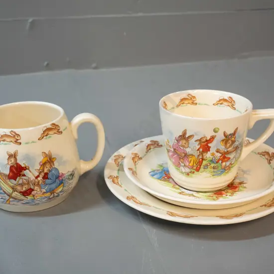 Royal Doulton Bunnykins trio and mug