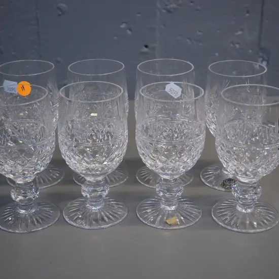 8 Stuart cut crystal small wine glasses H-120