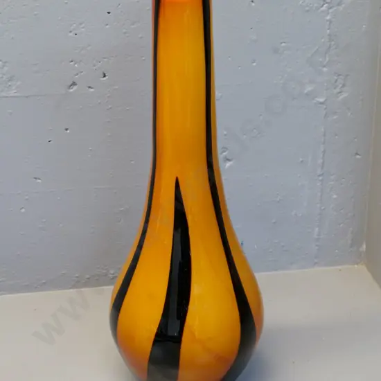 dark amber and brown art glass vase H-500