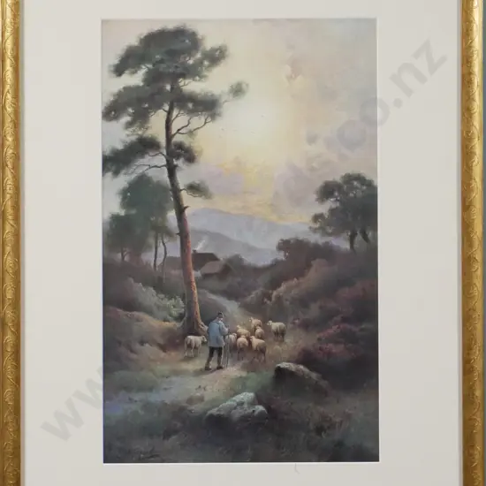 framed print - shepherd and sheep  H-400 W-250