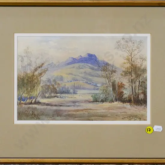 LW Wilson 1887 - framed watercolour "Quarantine Island" H-160 W-250