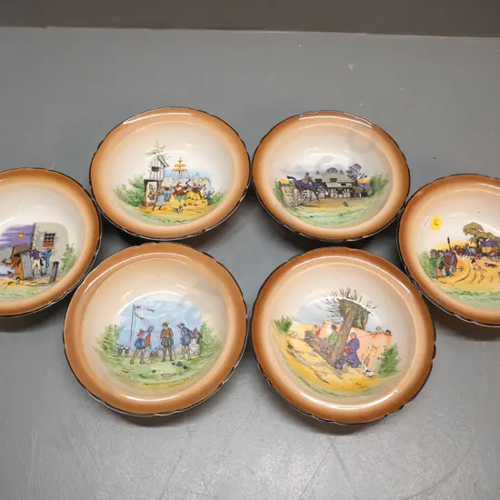 set of 6 Burleigh Ware Merrie England dessert coupes D-165