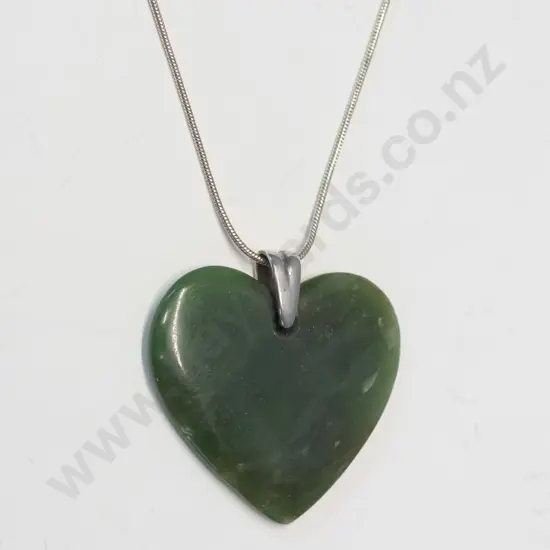 greenstone heart necklace chain stamped 925