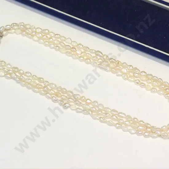 3 strand small cultured pearl necklace