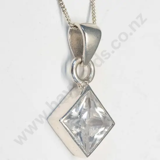 silver cz necklace chain stamped 925