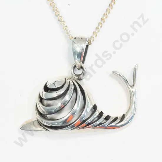 silver snail necklace chain stamped 925