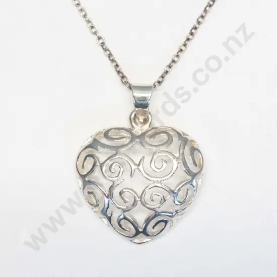 silver heart necklace stamped 925