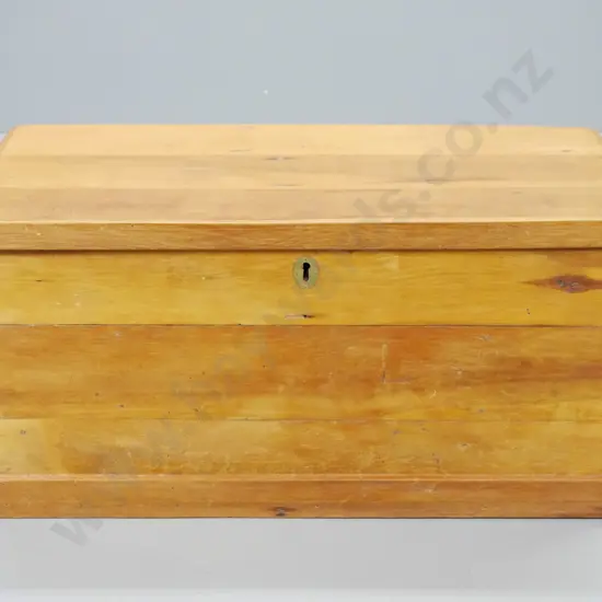recycled rimu blanket box with metal handles, key escutcheon but no lock H430 L870 D400
