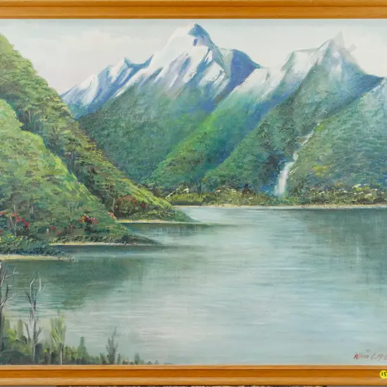 Allan McGregor - framed  oil - lake and mountain scene H-580 W-730