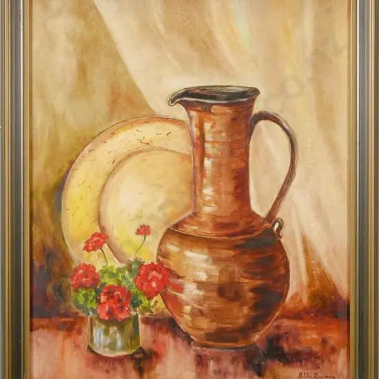 Hilda Rivers - framed oil - still life H-580 W-480