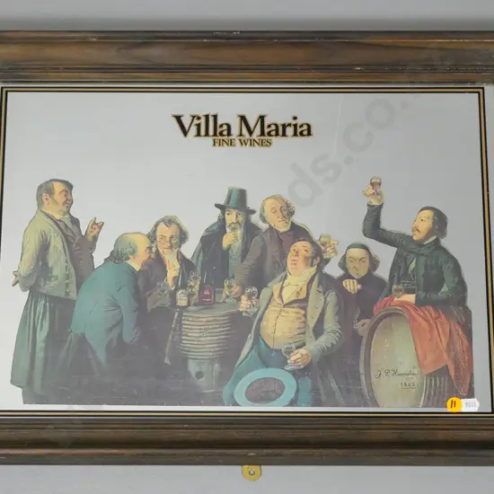framed Villa Maria advertising wall mirror H-330 W-460