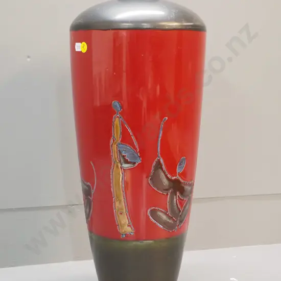 tall studio pottery vase with figural motifs H-500