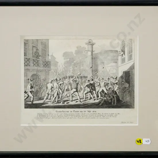 framed vintage print  - Paris 1830  H-170 W-220