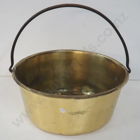 vintage brass jam pan with cast iron handle H-160 Diameter 360