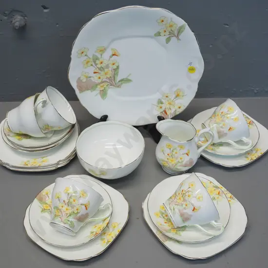 Salisbury primrose pattern part 21-piece tea set - one cup missing