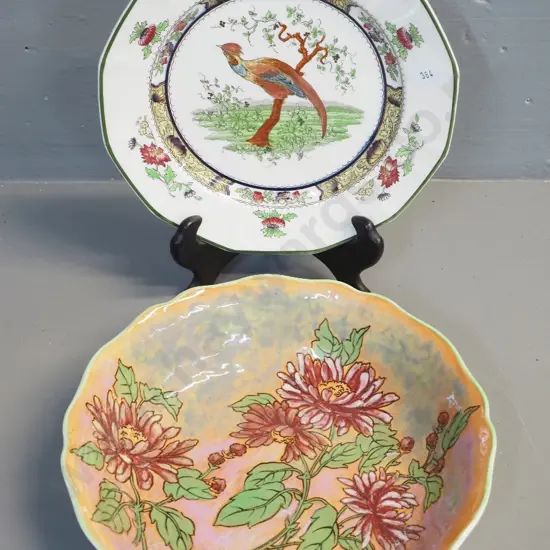 2 Royal Doulton items - chrysanthemum pattern bowl D-230 and Pekin cabinet plate D-210