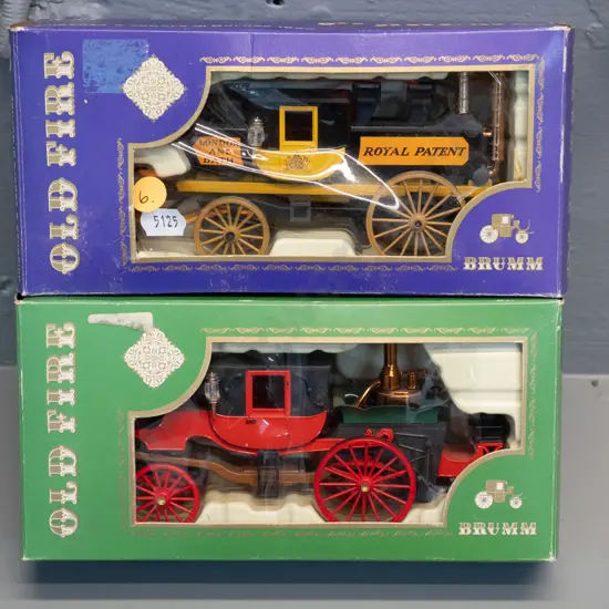 2 Brumm model vintage vehicles in original packaging: 'Old Fire' fire engines