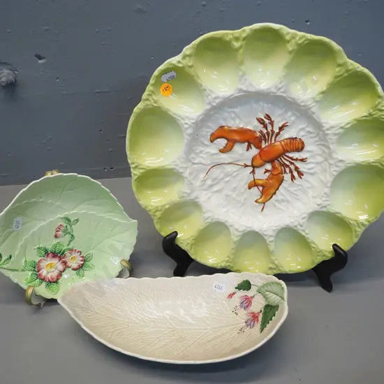 Carlton ware lobster plate D310 & wild rose plate, and a Crown Devon fucshia dish