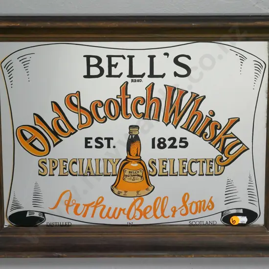 framed Bell's Old Scotch Whisky advertising wall mirror H-360 W-460