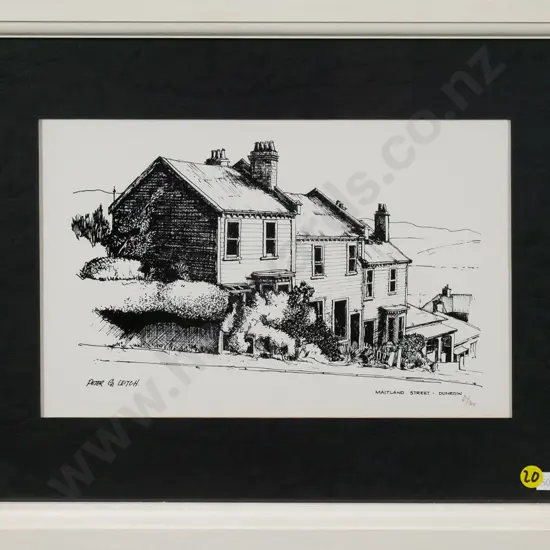 framed Peter Leitch ltd edition print 37/100 - Maitland St, Dunedin H-185 W-290