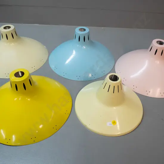 5 retro metal light shades - various colours, largest are D-300