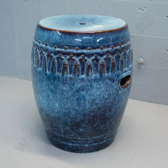 mottled blue glaze porcelain garden stool H-420 D-330