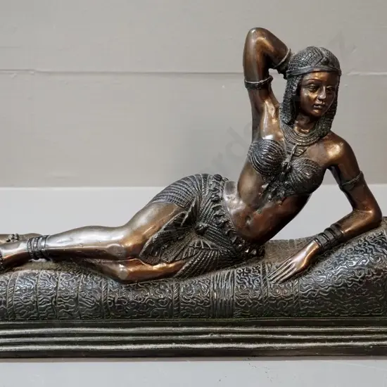 bronze finish composite figurine - woman reclining L-285