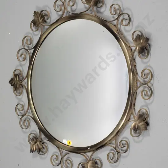 circular convex wall mirror (slight desilvering) Diam-540