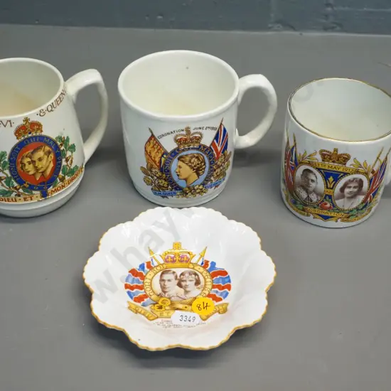 4 commemorative royal china items -  three George VI, one QEII coronation