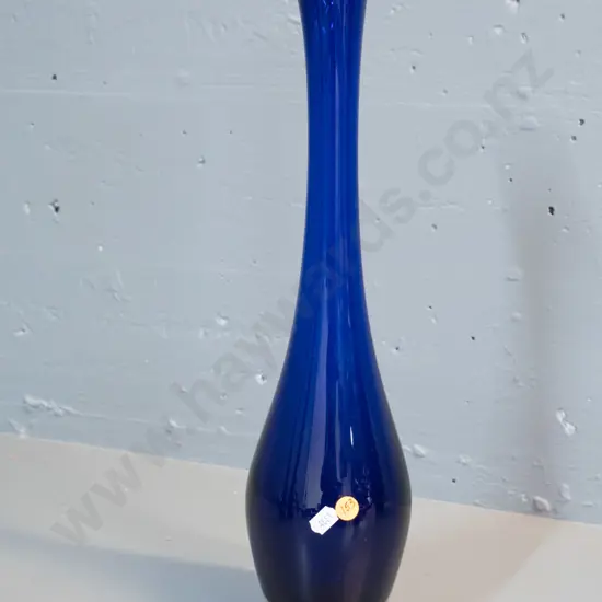 tall art glass cobalt blue clear-base vase H-440