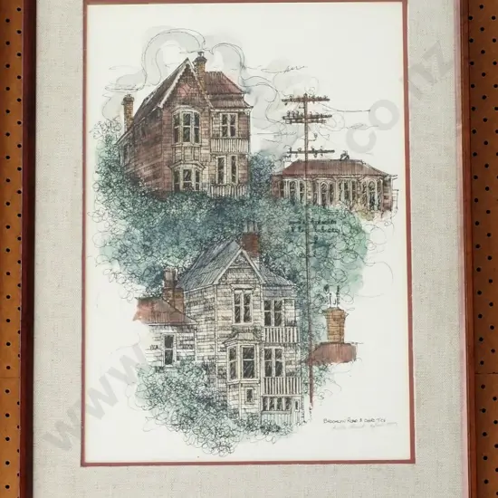 Katie Smith - framed ltd edition print 76/100 "Brookland Road & Ohiro Tce" H-490 W-330