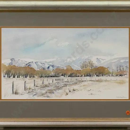illegible signature - framed watercolour - landscape H-250 W-450
