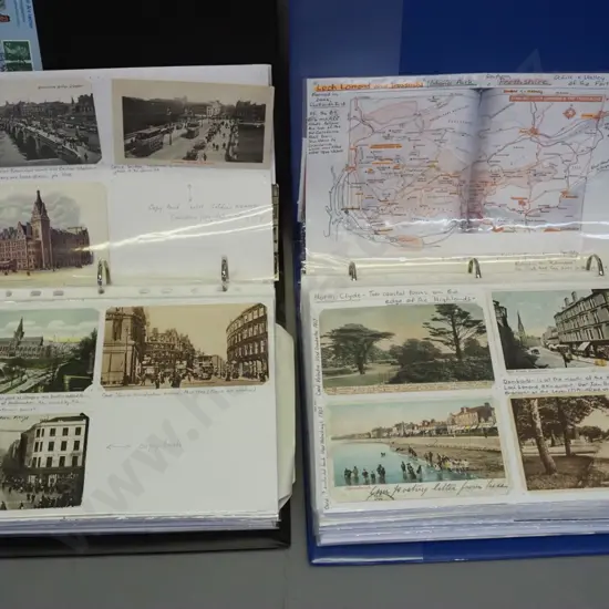 2 albums of Scottish postcards and souvenir maps - some old, very detailed annotation throughout