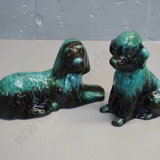 2 Blue Mountain pottery dogs - taller is H-200