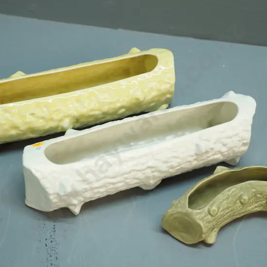 3 Temuka pottery log vases - larger are L-305