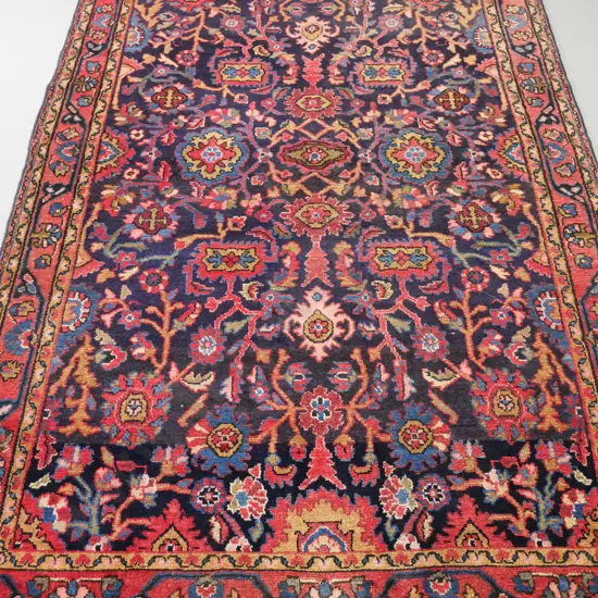 Iranian hand-knotted wool floor rug - minor wear on corner L2470 W1450