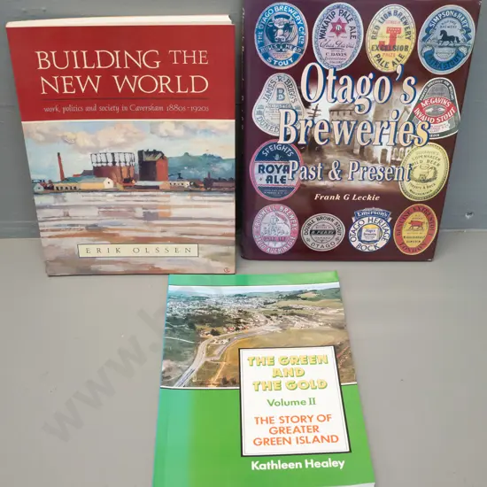 3 books - Politics & Society in Caversham 1880s-1920s, Green Island history, Otago Breweries Past & Present