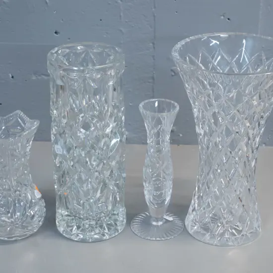 4 crystal vases - tallest is H-255