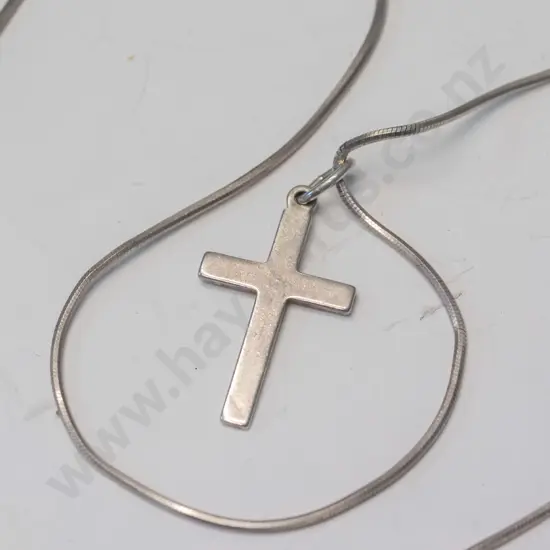 siler cross necklace chain stamped 925