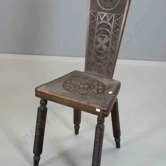 restorer's chip-carved small occasional chair - joints loose, legs need re-fixing H-890 W-360 D-330