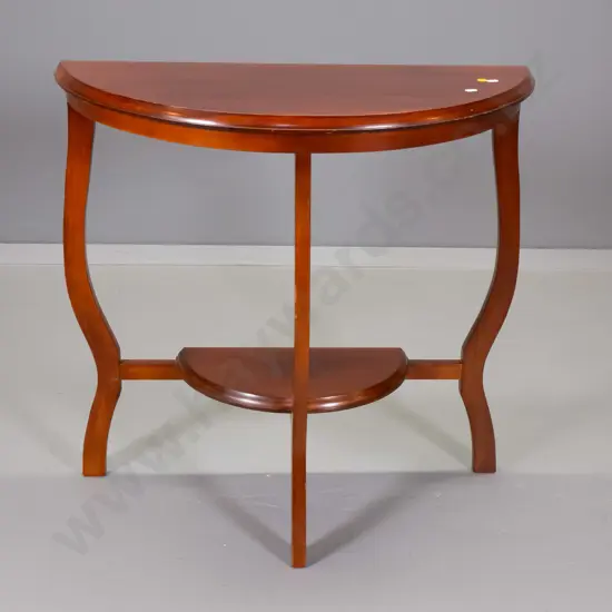 deco rimu half-round hall table with lower shelf - some movement in joints H-700 W-720 D-320