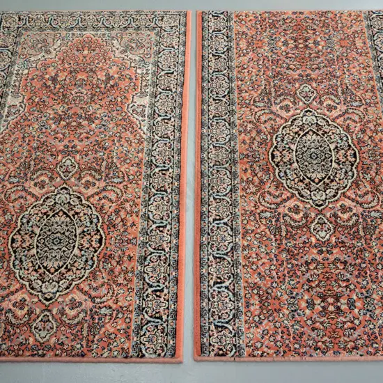 2 pieces Axminster wool carpet - cut from longer runner and edges bound - each is L-1320 W-760
