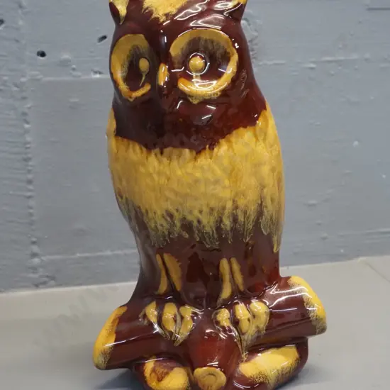 yellow and brown Blue Mountain pottery owl  H-250