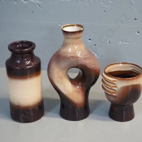 3 Teal pottery Balclutha vases - tallest H-240 has small under-glaze fault