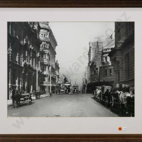 framed reproduction black and white photograph - city scene H-360 W-480