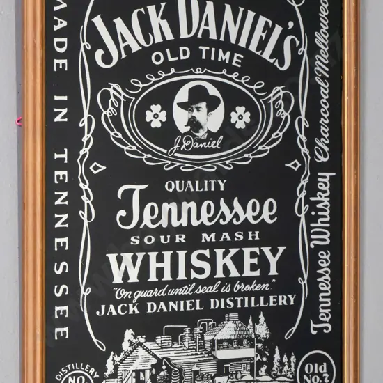 framed Jack Daniels advertising wall mirror H-390 W-290