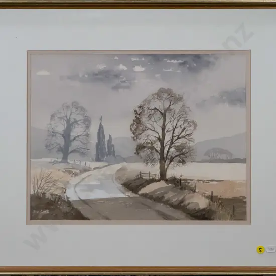 June Greig - framed watercolour "Winter Morning' H-290 W-380