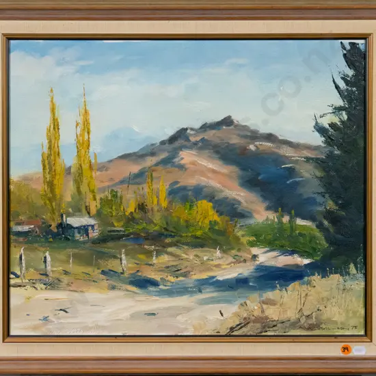 AW Wilson - framed oil "Cottage at Cambrians - Late Autumn" H-390 W-460