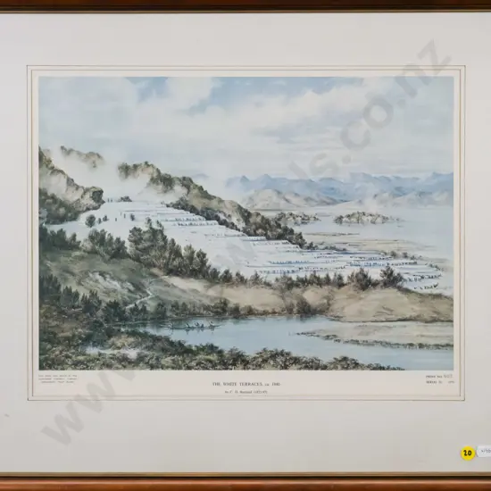 framed historic print - White Terraces 1880 H-300 W-420