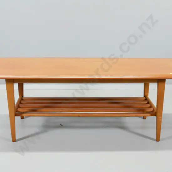 mid-century mahogany coffee table with magazine shelf H-430 L-1290 W-480